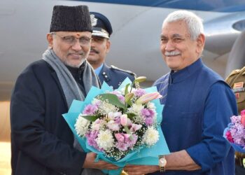 LG Manoj Sinha Receives Vice President C.P. Radhakrishnan at Srinagar Airport
