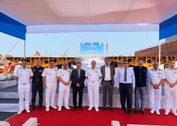Keel laying of two Next Generation Offshore Patrol Vessels for ICG