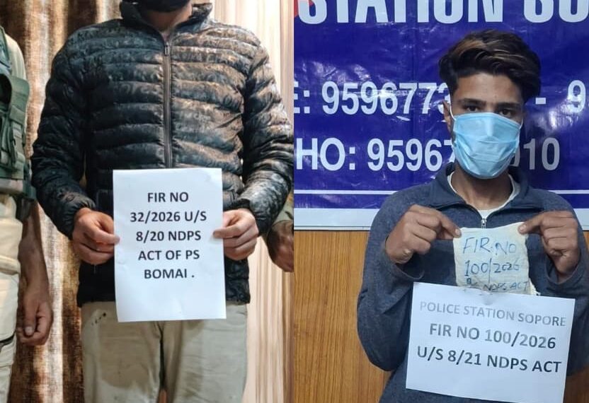 Sopore Police Intensify Anti-Drug Crackdown, Two Peddlers Held in Separate NDPS Cases