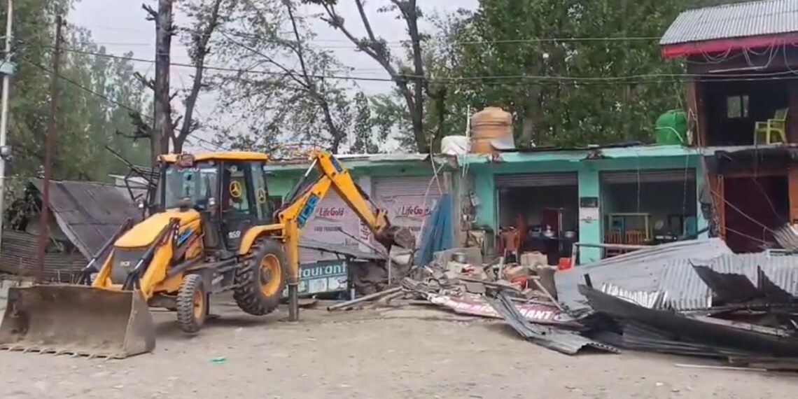 Anantnag Police Bulldoze Crores Worth Illegal Constructions Tied to Drug Trade