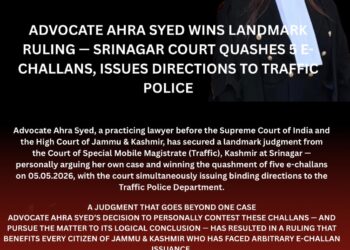 Advocate Ahra Syed Secures Landmark Relief After Personally Arguing Case Before Traffic Court