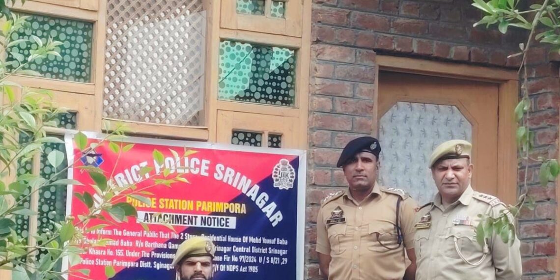 Srinagar Police Tightens Noose on Drug Mafia; Properties Worth Over ₹2 Crore Attached Under Nasha Mukt J&K Abhiyan