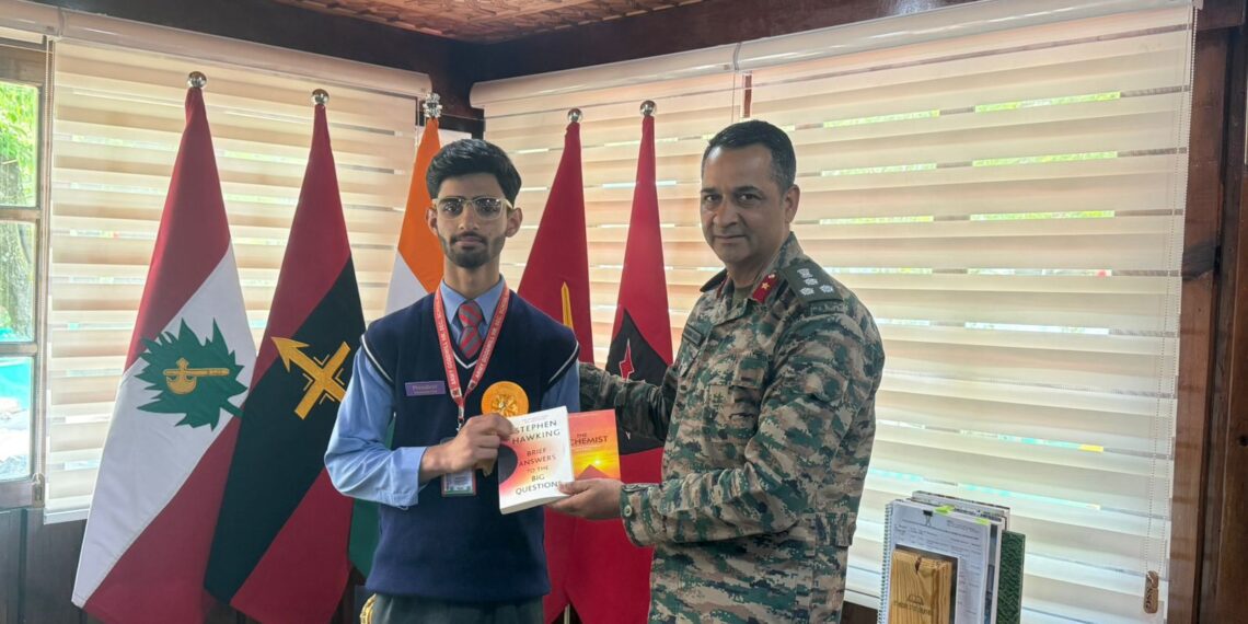 Commander, Shakti Vijay Brigade Felicitates Young Scholar from Karnah for National-Level Achievement