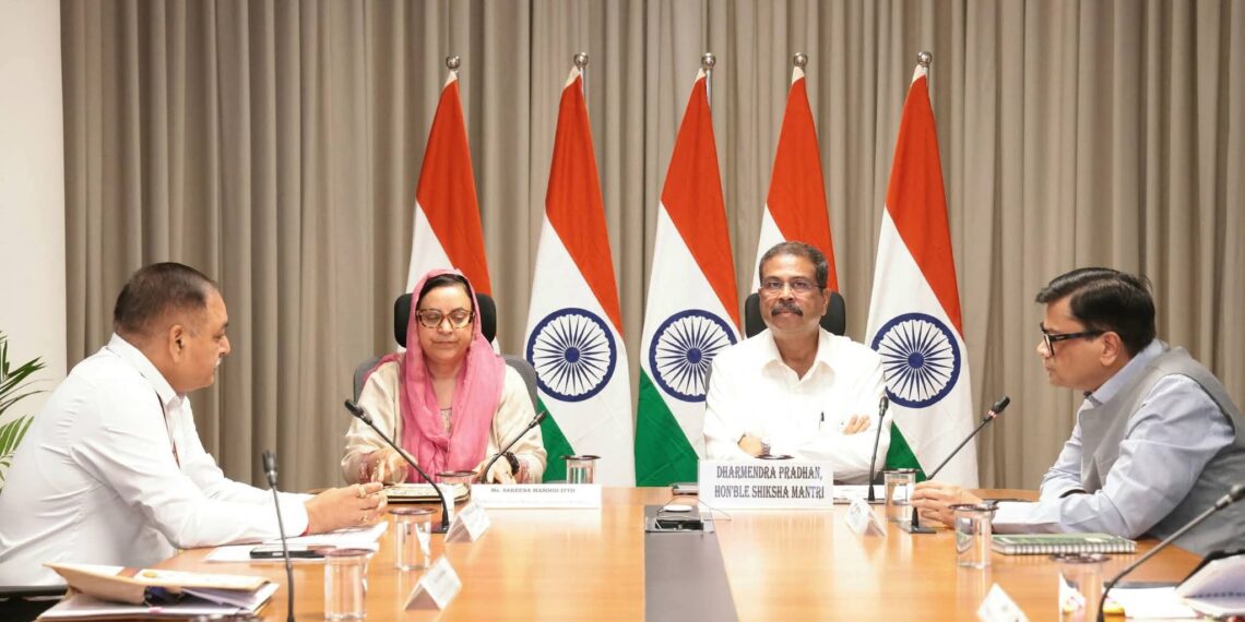 Dharmendra Pradhan Reviews Education Sector in J&K With Minister Sakina Itoo