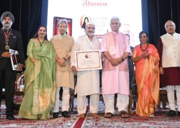 Ravinder Pandita Conferred with Lal Ded National Literary Award by LG Manoj Sinha for Cultural and Heritage Preservation