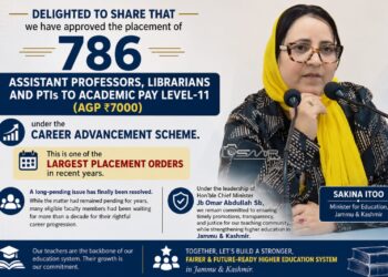 J&K Govt Approves CAS Placement of 786 Assistant Professors, Librarians, PTIs to Academic Pay Level-11