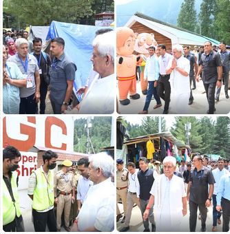 Over 3.5 Lakh Pilgrims Complete Amarnath Yatra in 15 Days; LG Manoj Sinha Reviews Arrangements at Nunwan Base Camp