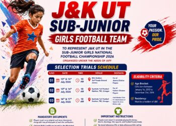 J&K Sports Council Announces Open Selection Trials for UT Sub-Junior Girls’ Football Team