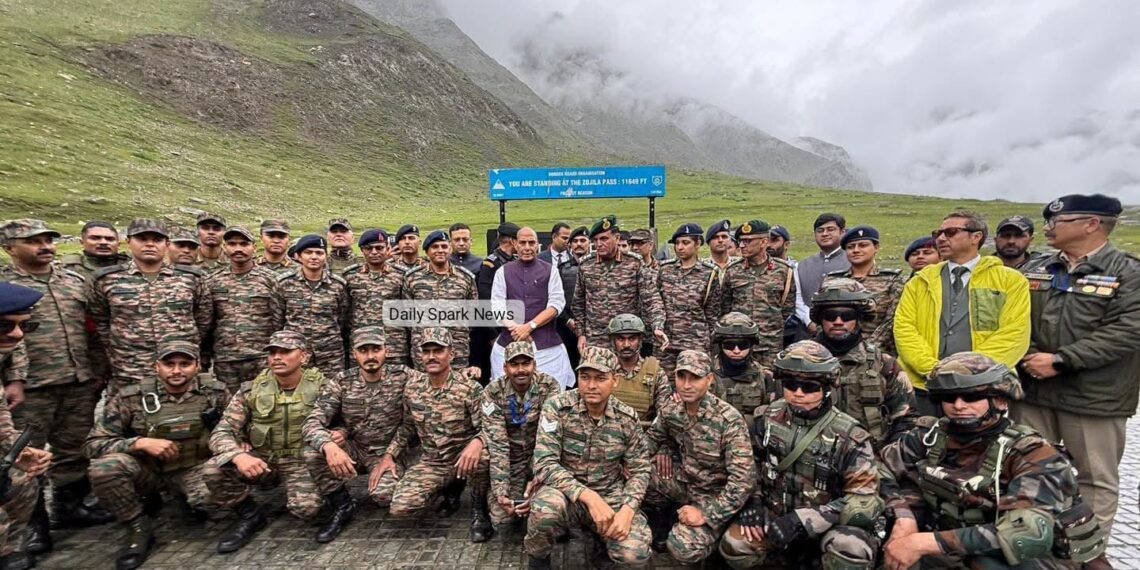 DM Rajnath Singh Reaches Zojila Pass, Poses with Soldiers Ahead of Kargil Vijay Diwas 2026 Event