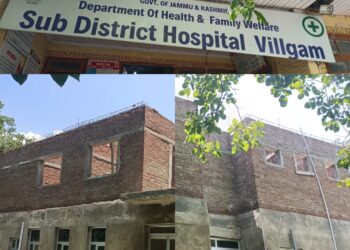 سب ڈسٹرکٹ اسپتال ویلگام میں زیر تعمیر عمارت تشنہ تکمیل۔