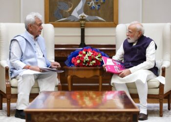 LG Manoj Sinha Meets PM Narendra Modi, Briefs Him on J&K Situation