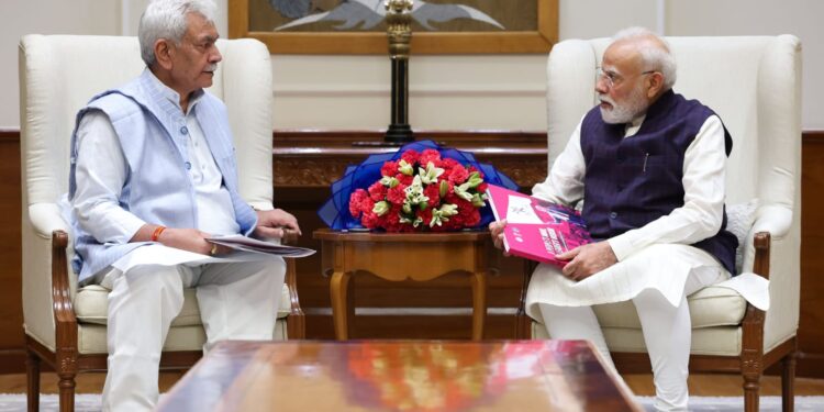 LG Manoj Sinha Meets PM Narendra Modi, Briefs Him on J&K Situation