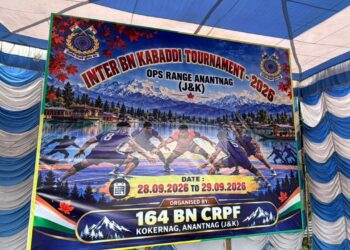 INTER-BN KABADDI TOURNAMENT – 2026 KICKS OFF IN ANANTNAG; 164 BN CRPF ORGANISES SPORTS FESTIVAL AT GDC KOKERNAG