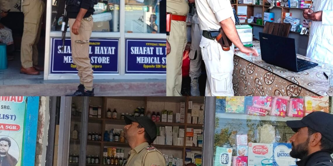 Kulgam Police Conducts Surprise Checks of Medical Shops in Yaripora, Behibagh