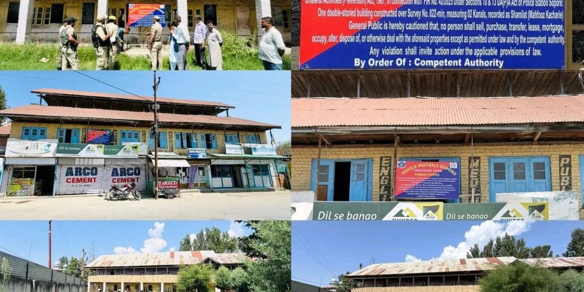 Sopore Police Attaches JeI-Linked Properties at Dooru; Two Buildings, Six Shops and 02 Kanals of Land Attached Under UAPA