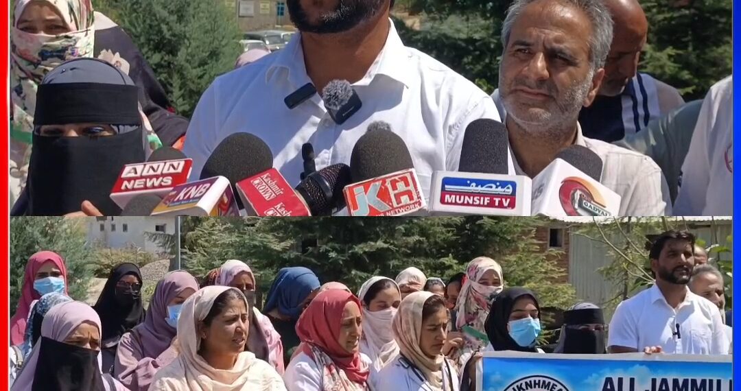 NHM Employees Hold Peaceful Protest in Pattan, Demand Fulfilment of Long-Pending Demands