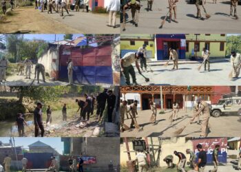 Sopore Police Conducts Cleanliness Drive Across Police District on Gandhi Jayanti