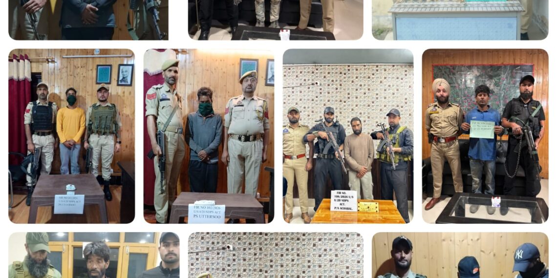 Anantnag Police Arrests 10 Drug Peddlers, Registers 10 FIRs in Single-Day Crackdown