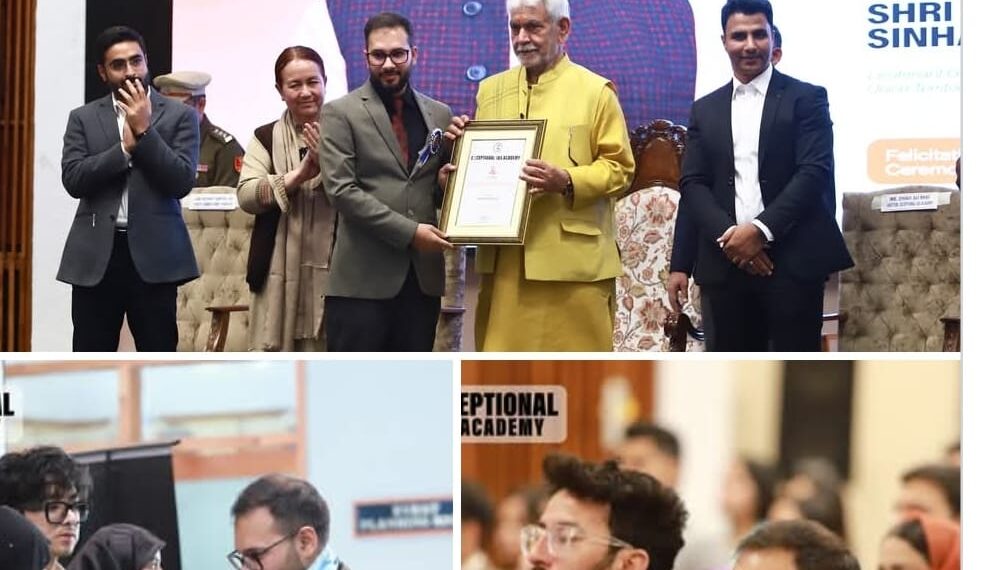 Pride of Kandi Karnah: Umar Peerzada, IRS, Felicitated by Lieutenant Governor Manoj Sinha at SKICC Srinagar
