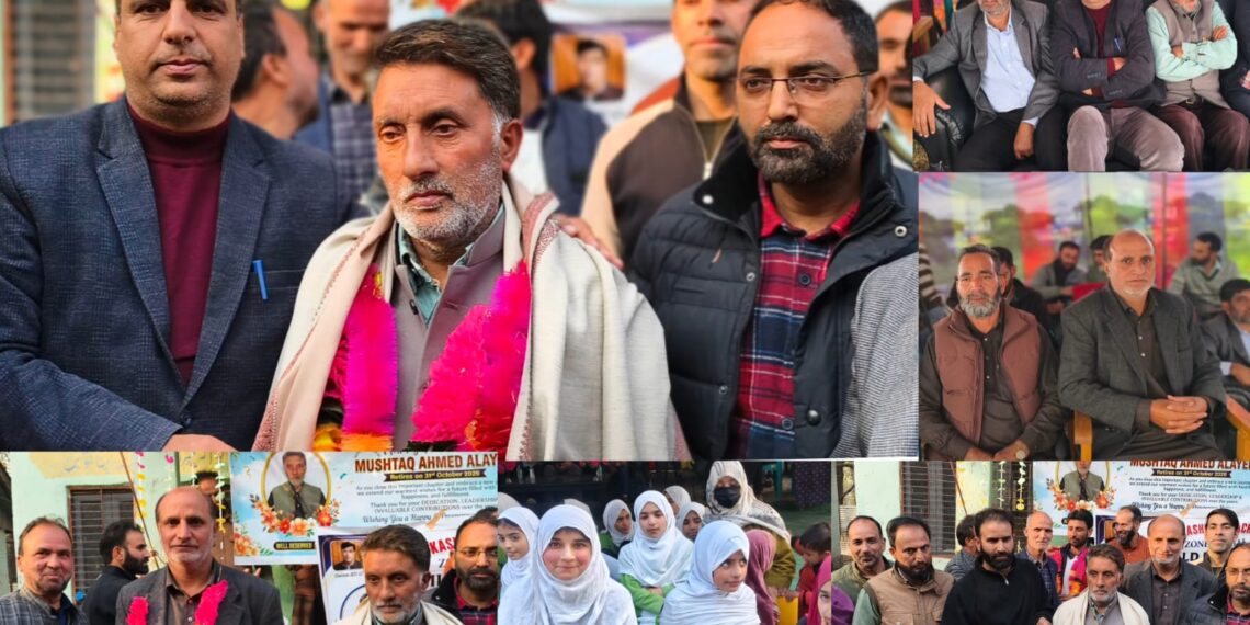 Government Boys Middle School Wanihama Organises Grand Farewell for Teacher Mushtaq Ahmed Alayee, Pays Tribute to His Dedicated Educational Services